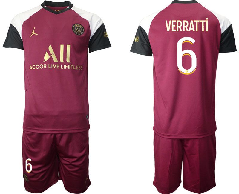 Men 2020-2021 club Paris St German away #6 red Soccer Jerseys